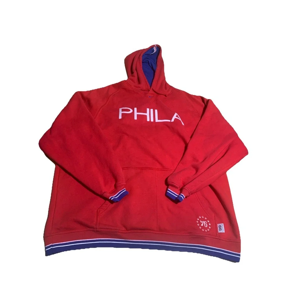 Nike Team‎ PHILADELPHIA 76ers Sixers Rewind Center Swoosh Hoodie Red 4XL
